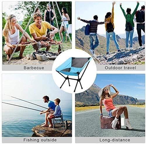 Lahomie Portable Camping Chair Heavy Duty Folding Beach Chair Lightweight Picnic Chair with Carry Bag Supports Up to 100kg Blue