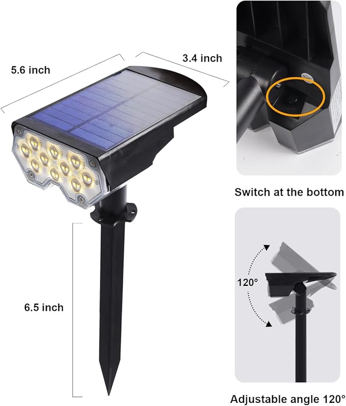 4 Pack Solar Powered Outdoor Spot Lights Outside Waterproof 20 LEDs Landscape Spotlights Dusk to Dawn for House Yard Tree Plants Walls Path Garden Statues Superior Accent Lamp Warm White