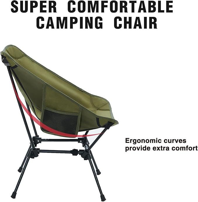MOON LENCE Portable Camping Chair Backpacking Chair - The 4th Generation Ultralight Folding Chair - Compact Lightweight Foldable Chairs for Hiking Mountaineering Beach (Green-2Pack)