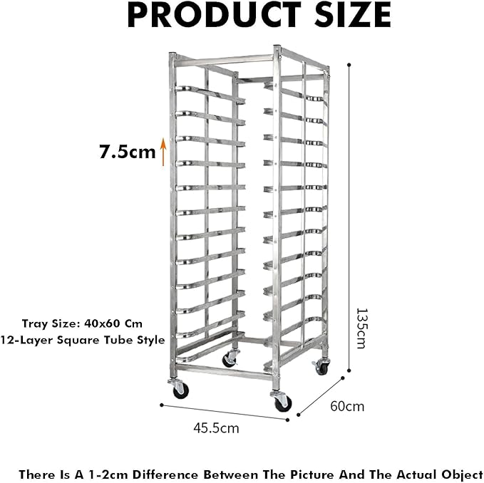 Quick Rack for Baking PansHeavy-Duty 6-Layer Bread Pan Rack with Wheels Quick Access Baking Storage for Bakeries Restaurants &amp Catering - 77x45.5x60cm