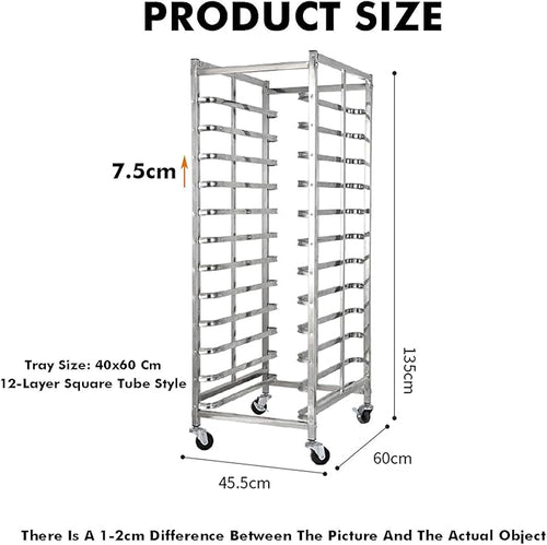 12-Tier Bakery Rack On Wheels - Heavy-Duty Cooling Cart Versatile Drying Rack for Home &amp Commercial Kitchen Baking Perfect for Cooking Food Prep &amp Storage
