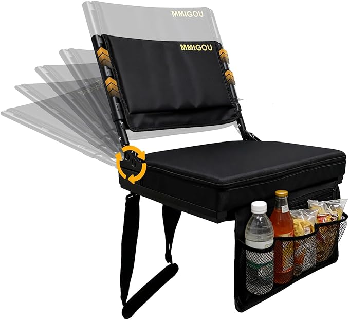 Portable Stadium Chair with Back Support and Cushion Wide Padded Bleacher Seat - Foldable Comfort for Sporting Events Concerts and Outdoor Games