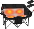 Heated Double Camping Chair with 2 20000mAh Battery Pack 2 Control Switches 2-Person Loveseat 550 lbs for Outdoor Sports Picnics Rugby Match Lawn. Make Your Autumn and Winter Warmer