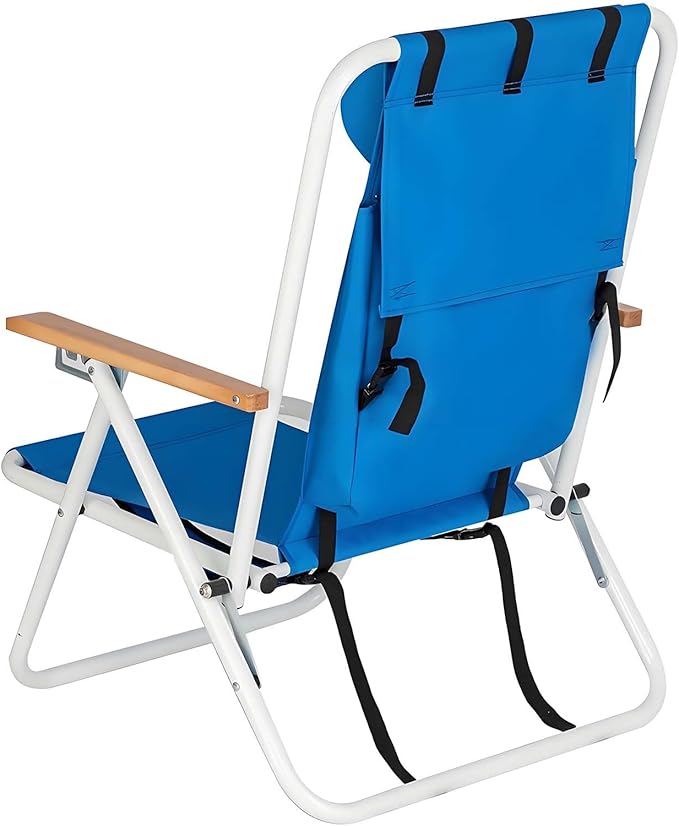Beach Chairs for Adults 5 Level Adjustable Positions Beach Chair with Headrest Cup Holder Towel Rack &amp Armrests Lightweight Portable Lay Flat Camp Chairs for Lawn Concert Garden Picnic Blu