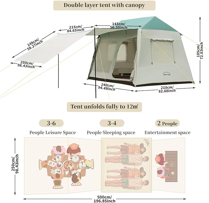 ONTYZZ Large Waterproof Tents Family Tent for Camping Hiking Outdoor Picnic