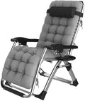 Oversized Padded Zero Gravity Chair Folding Outdoor Recliner Adjustable No Installation Easy to Carry Strong Load-Bearing for Gardens Balconies Camping(Grey)