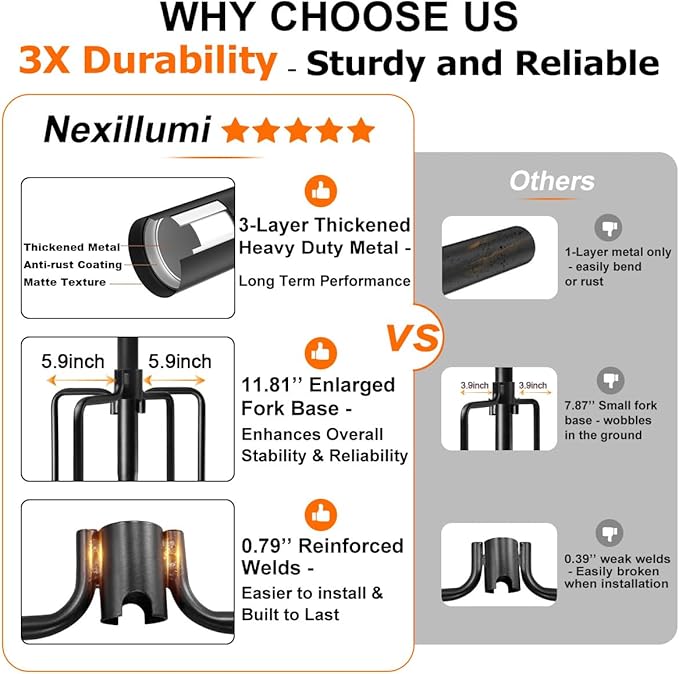2 Pack Heavy-Duty String Light Poles for Outside with Fork Adjustable Lighting Hanging Post Accessories for Patio Furniture Set Patio Decor Outdoor Decor Backyard Yard Pergola Garden Decorations