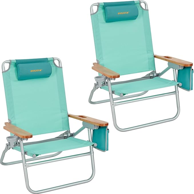 #WEJOY Folding Webbed Lawn Beach Chair - Heavy Duty Portable Outdoor Chair with Hard Armrest for CampingGardenConcertsFestivals and Sand Picnic BBQ265 LBS