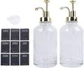 2PCS Syrup Dispensers for Coffee Accessories Glass Syrup Bottle Pump with 9 Labels Silicone Funnel Gold Precise Dispensing Stylish Addition to Coffee Shop Cafe Home Bar