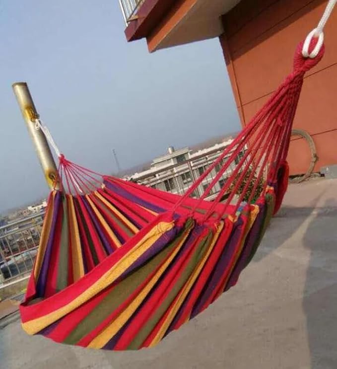 Brazilian Double Cotton Hammock! 2 Free Carabiners Included! Soft Breathable and Easy to Carry! Relax by The Water at The Park or in Your Backyard! Indoors or Outdoors! Large Size!
