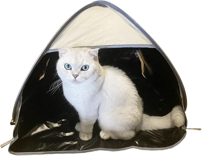 Small Pop Up Beach Tent with Meshed Window Portable Head Tent Beach Pet Shade for Small Dogs/Cats (Khaki)
