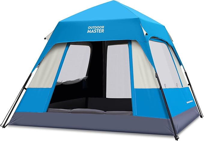 OutdoorMaster Updated Camping Tents 4/6 Person Camping Tent with Blackout Shelter Technology Easy Setup in 60 Seconds Weatherproof Pop Up Tent with Top Rainfly Instant Cabin Tent