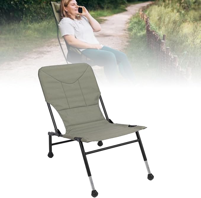 Alomejor Fishing Folding Chair High Strength Steel Frame Camping Folding Chair ABS Non Slip Feet for Outdoor Adventures