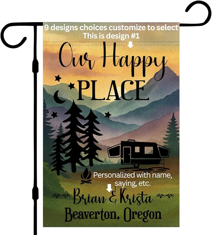 Campsite Decoration Camper Garden Flag Personalized Camper Sign Gift for camper Custom outdoor camping decor unique yard decor for RV travel trailer Motorhome tent van life