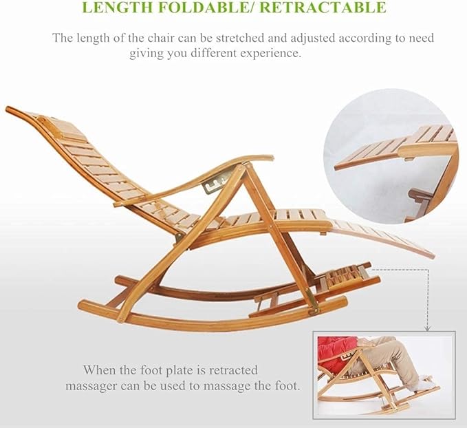 ReclinerWood Foldable Rocking Chair Adult Nap Chairs PortableErgonomic Lounge ChairCamping Beach Portable Chairs for AdultsPortable Recliners Poolside Outdoor Y