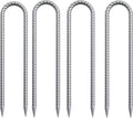 16 Inch Heavy Duty Trampoline Stakes U Shaped Rebar Ground Anchors for High Wind 3/8 Thick Steel U Shaped Stakes for Trampoline Tent Canopy Swing Set Playground &amp Bounce House 4 Pack