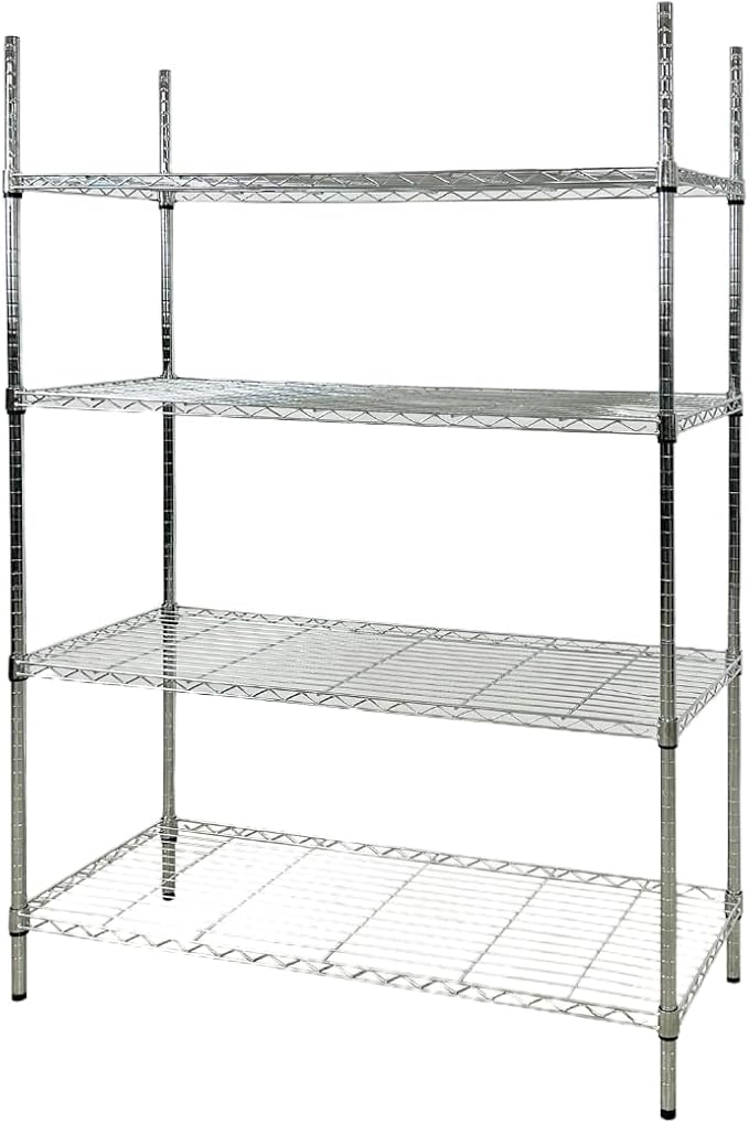 Commercial Chrome Wire Shelving Rack 4 Tier Wire Shelf for Storage All Stainless-steel Heavy Duty W48xD18x H71 ETL