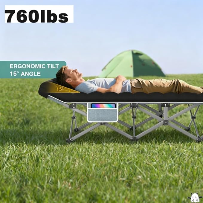 Camping Bed with a Load Capacity of 560-760lbs Foldable and Easy to Store Suitable for Teenagers Adults Travel courtyards terraces Camping. Optional Colors: Gray Black (Grey-Upgrade)