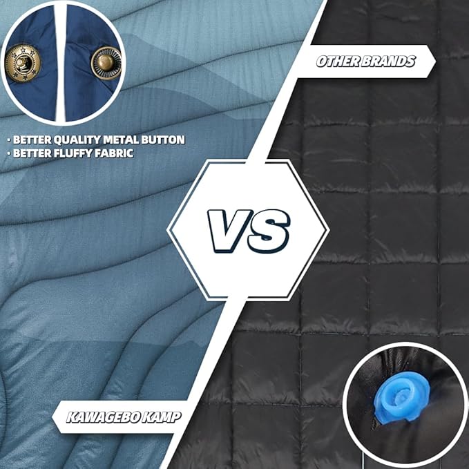 Outdoor Camping Blanket with Sherpa Lining Extra Warm Thick Camp Blankets and Puffy Ultralight Soft Poncho DWR Camping Quilt for Cold Weather Adventure Sleeping Backpacking 78x 56