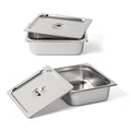 ROVSUN 2-Pack 1/2 Half Size Hotel Pan 4 Inch Deep Steam Table Pan with Lid Stainless Steel Anti Jam Pan for Party Home Commercial