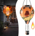 Hot Air Balloon Solar Lantern - Owl Stained Glass Lantern Simulated Flickering &amp Dancing Flame Outdoor Hanging Yard Light Waterproof IP65 for Patio Lawn Porch Decor Gift