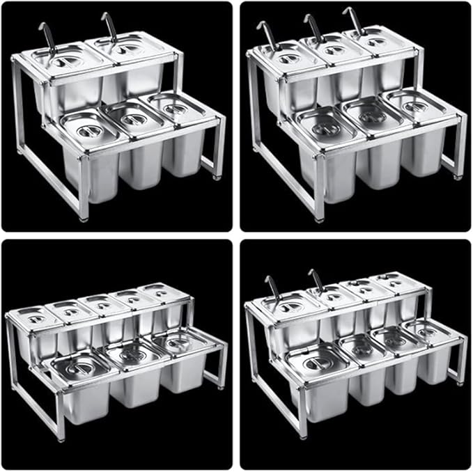 Multi Functional 35-60cm Retractable Two Layers Jam Pot Holder Stainless Steel Bracket with Adjustable Height and Non - Slip Footpads for Kitchen Food Shops