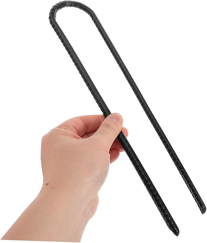 4pcs Heavy Duty Steel Tent Stakes U Shaped Garden Anchors for Camping Landscape Trampolines Durable Ground Staples with Sharp Tips Black