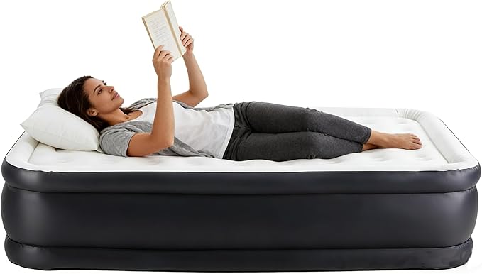 Simple Deluxe Camping Air Mattress with Built-in Electric High-Speed Pump Blow Up Inflatable Airbed with Carrying Bag for Home Guests &amp Travel Waterproof Foldable Portable
