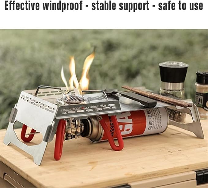 JSEIAJB Portable Camping Table Heat Shield Gas Stove Stand Windshield Camping Stove Folding Table Gas Burners Accessories