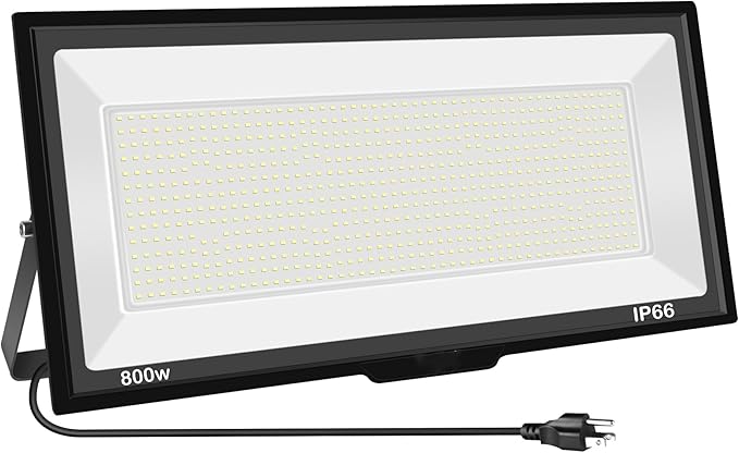 800W LED Flood Light Outdoor 6000K 80000LM Daylight White Security Lights Outside Lamp IP66 Waterproof Exterior Floodlights Lighting for Garden Yard Stadium Arena