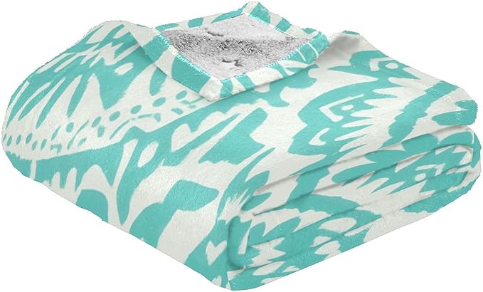 Soft Throw Blanket Boho Mint Green Vintage Flowers Women's Blanket 50'' x 70''