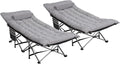 2 Pack Wide Folding Camping Cots with Pillow &amp Extra Thick 3 Inch Matress Cots for Sleeping 900 LBS Camping Bed for Adults with Cushion Sleeping Cot (Grey)