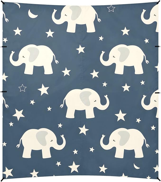 Elephant and Stars Camping Sun Shelter Beach Tent Portable Beach Sun Shade Outdoor Canopy for Camping Trips Fishing Picnic