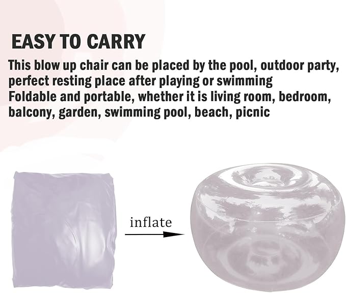 Inflatable Stool Outdoor Round Footrest Footstool with Foot Pump Portable for Patio Travel Camping Beach Vacation Swimming Pool(Rose)