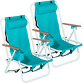 Folding Beach Chair Set of 24-Position Portable Backpack Beach Chairs for Sand Camping Lawn Concert Travel Festival (Green)