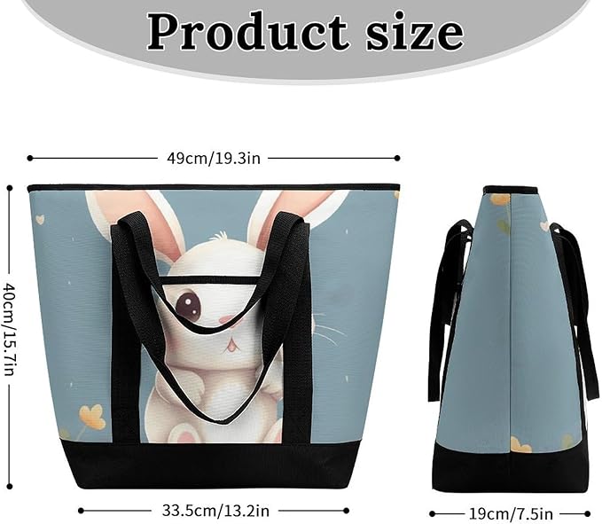 Insulated Shopping BagLarge Reusable Cooler Bags Cartoon Cute Bunny Printed Foldable Shopping BagTravel Waterproof Shoulder Bag