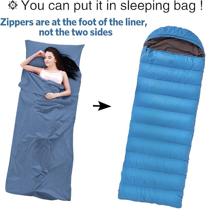 Sleeping Bag Liner Ultralight Travel Sheet Dirt-Proof Camping Sheets Compact Hotel Sleeping-Sack for Outdoor Backpacking Hiking