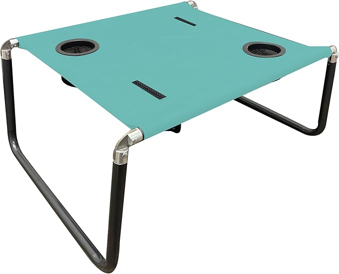 Neso Beach Table - Lightweight Portable and Foldable Table for Beach Camping and Outdoor Adventures - Stable Surface - with Cup Holder for Drinks and Phone Pockets - Seafoam