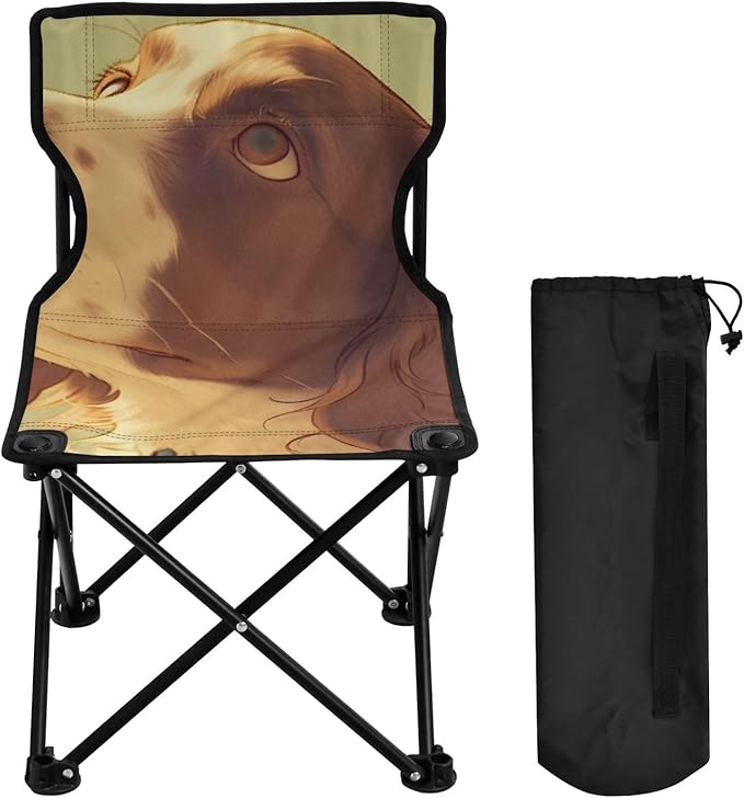 Confused Dog Portable Camping Chairs Folding Chair - Durable Oxford Fabric Lightweight Iron Frame Easy Fold Design - Ideal for Outdoor Activities Camping Fishing and Travel