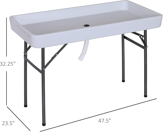 4FT Portable Folding Fish Fillet Cleaning Table Camping Picnic Ice Party Desk with Sink