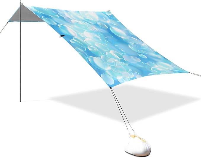Very Light Blue Bubble Background Camping Sun Shelter Beach Tent Portable Beach Sun Shade Outdoor Canopy for Camping Trips Fishing Picnic