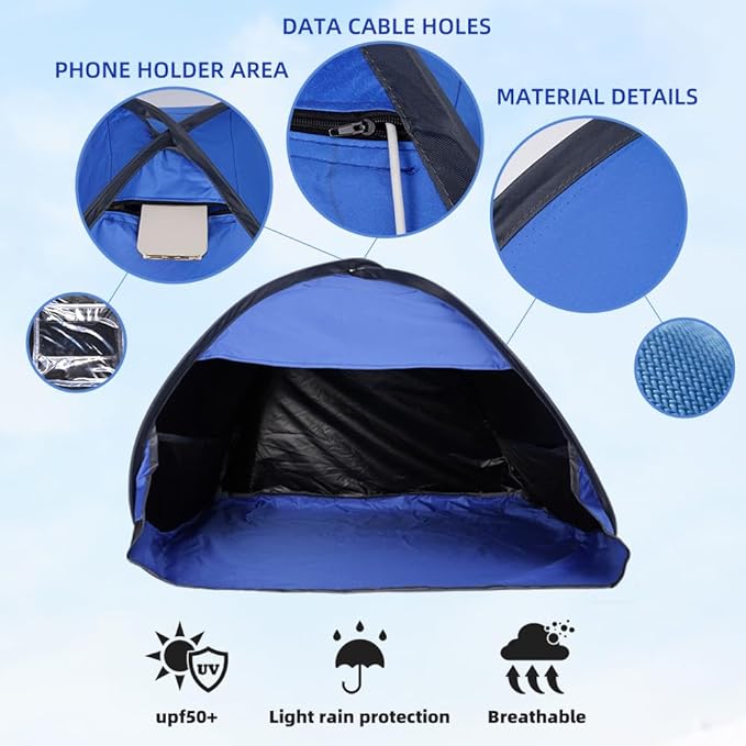 Dog and Cat Outdoor Waterproof Tent House Portable Mini Beach Tent Instant Pop Up Canopy for Pets Laptops &amp Outdoor Shade (Blue)