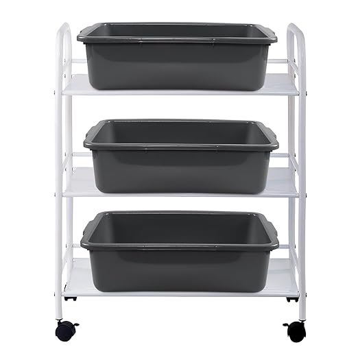 Gloreen 4 Packs Large Commercial Bus Tubs 35 L Rectangular Dishpan Plastic Wash Basin Grey
