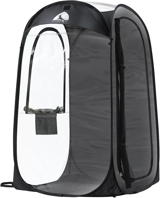 Sports Pod Kilindeer Pop Up Weather Tent for 1 Person – Portable All-Weather Shelter with Clear TPU Panels Instant Setup for Outdoor Events Camping Hiking Wind &amp Rain Protection
