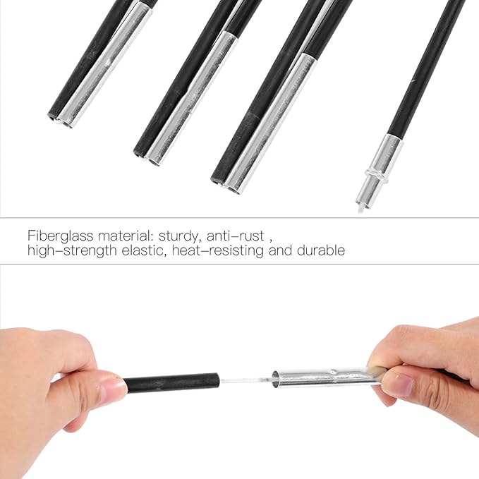Tent Tarp Poles 3.96m Universal Fiberglass Replacement Tent Rods Adjustable Tent Poles Camping Awning Frame Kit Tent Poles Replacement for Outdoor Camping Support