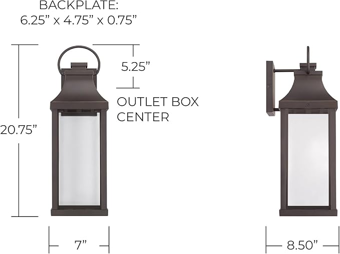 Capital Lighting 946421OZ-GL Bradford Night Sky Clear Glass Rectangular Outdoor Wall Lantern 1-Light 7 Watt 21 H x 7 W Oiled Bronze