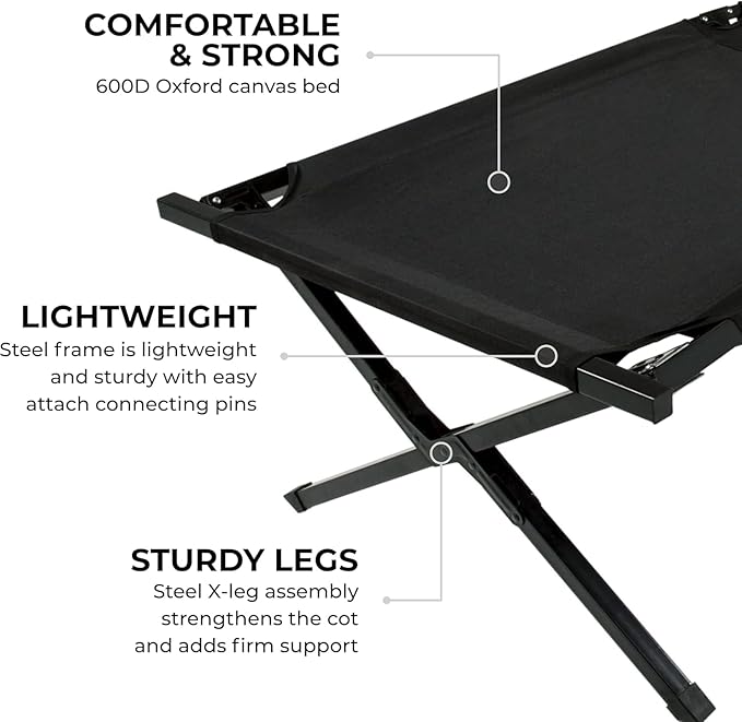 Teton Outfitter Camping Cot Heavy-Duty Oversized Folding Cot for Adults Comfortable Elevated Sleeping Bed Easy Setup