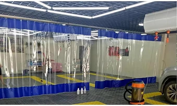 Rygcrud Garage Divider Curtains for Work Areas Industrial Divider Curtains Vinyl Panels Clear Tarp with Straight Track Outdoor Patio Waterproof Partition(8.9x9.2FT)