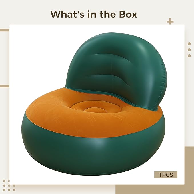Single Person Recliner with Backrest Comfortable L-Shaped Design Fast Inflation for Camping and Beach Folding Storage PVC Lazy Sofa Inflatable Couch