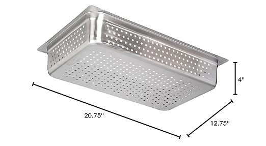 Carlisle FoodService Products 607004P DuraPan Light Gauge Stainless Steel Full-Size Perforated Steam Table Food Pan 4 Deep (Pack of 6)